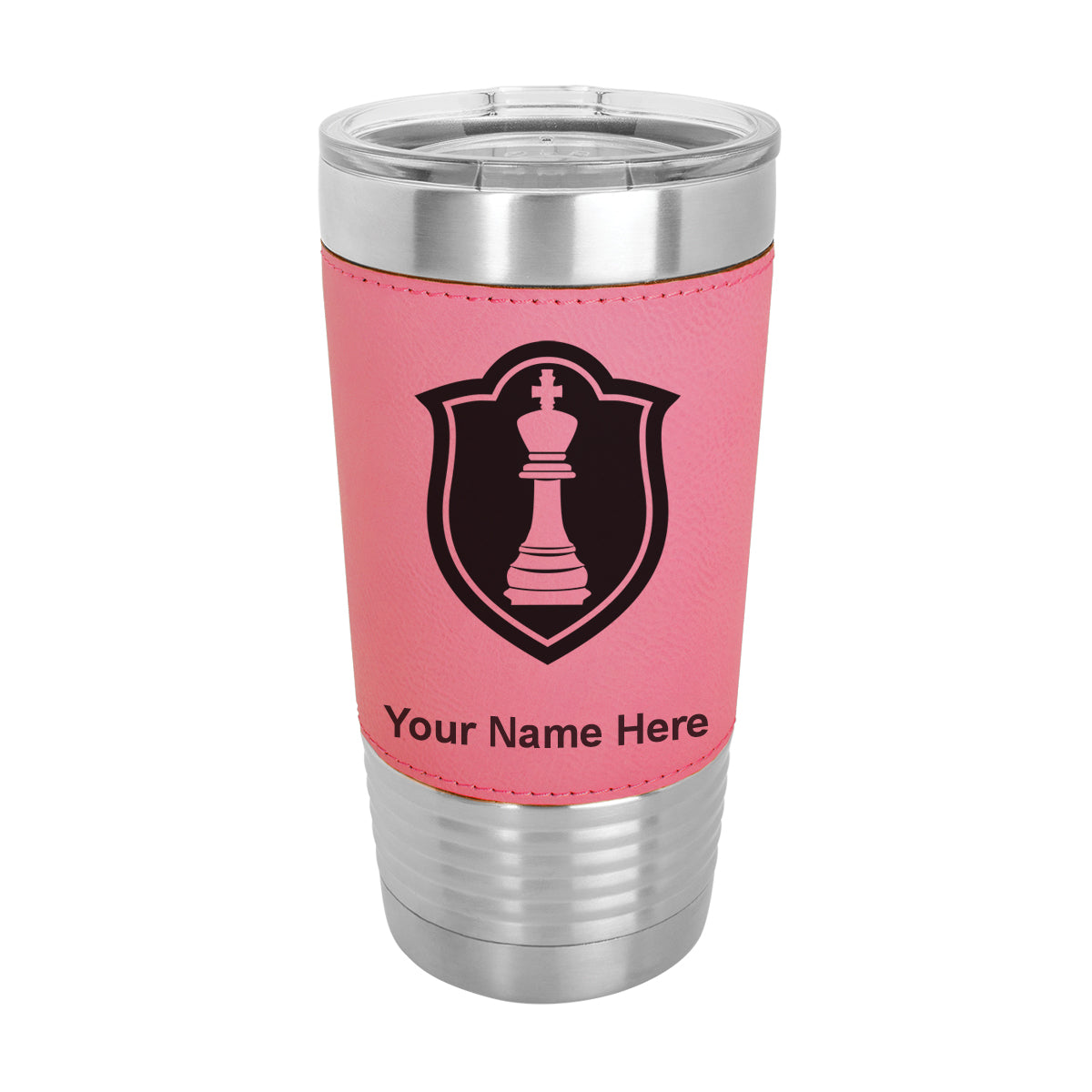 20oz Faux Leather Tumbler Mug, Chess King, Personalized Engraving Included - LaserGram Custom Engraved Gifts