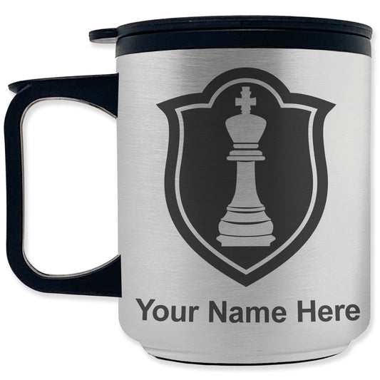 Coffee Travel Mug, Chess King, Personalized Engraving Included