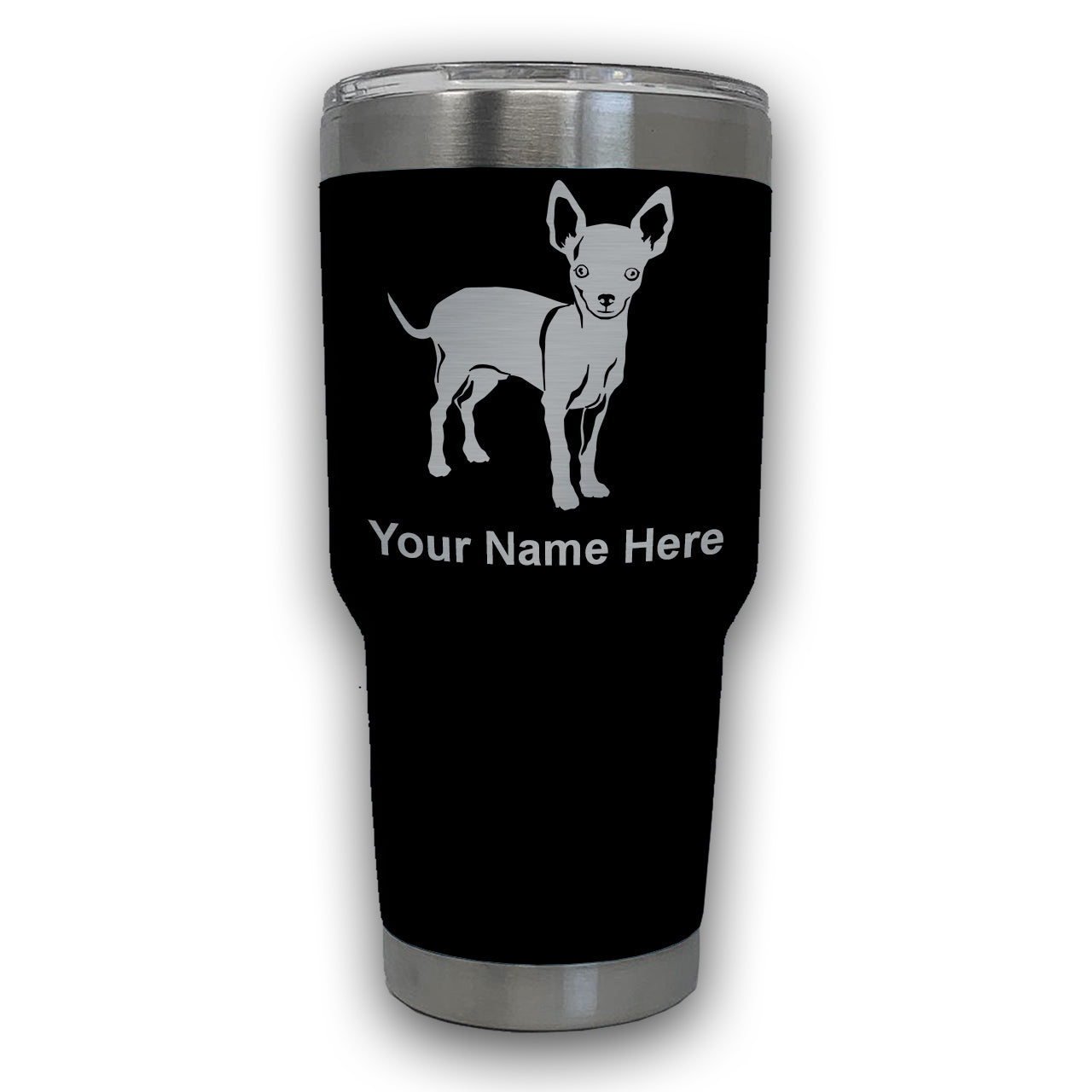 LaserGram 30oz Tumbler Mug, Chihuahua Dog, Personalized Engraving Included