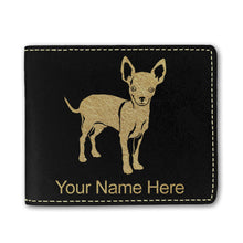 Load image into Gallery viewer, Faux Leather Bi-Fold Wallet, Chihuahua Dog, Personalized Engraving Included
