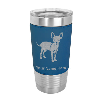 20oz Faux Leather Tumbler Mug, Chihuahua Dog, Personalized Engraving Included - LaserGram Custom Engraved Gifts