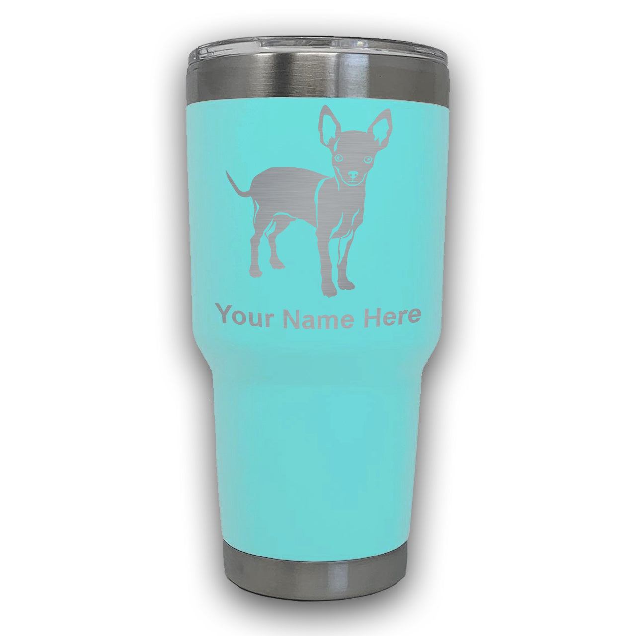 LaserGram 30oz Tumbler Mug, Chihuahua Dog, Personalized Engraving Included