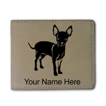 Load image into Gallery viewer, Faux Leather Bi-Fold Wallet, Chihuahua Dog, Personalized Engraving Included
