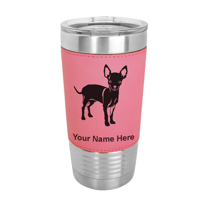 20oz Faux Leather Tumbler Mug, Chihuahua Dog, Personalized Engraving Included - LaserGram Custom Engraved Gifts