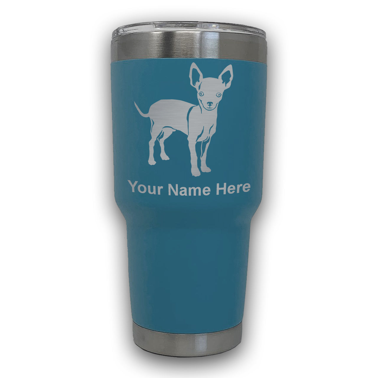 LaserGram 30oz Tumbler Mug, Chihuahua Dog, Personalized Engraving Included