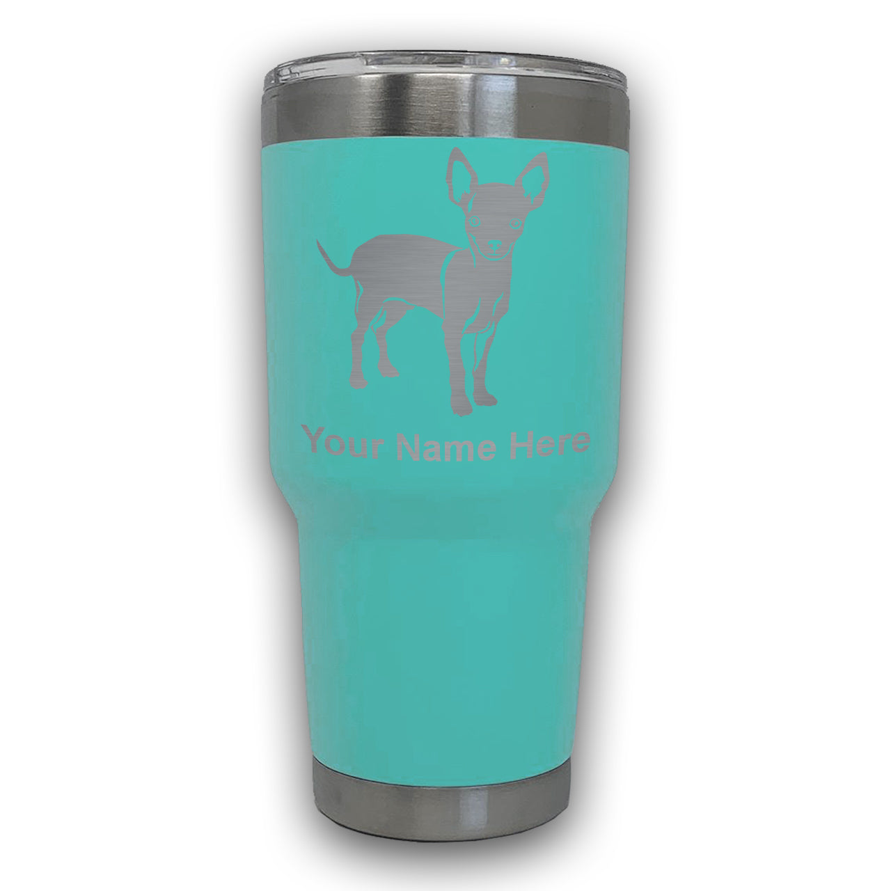 LaserGram 30oz Tumbler Mug, Chihuahua Dog, Personalized Engraving Included