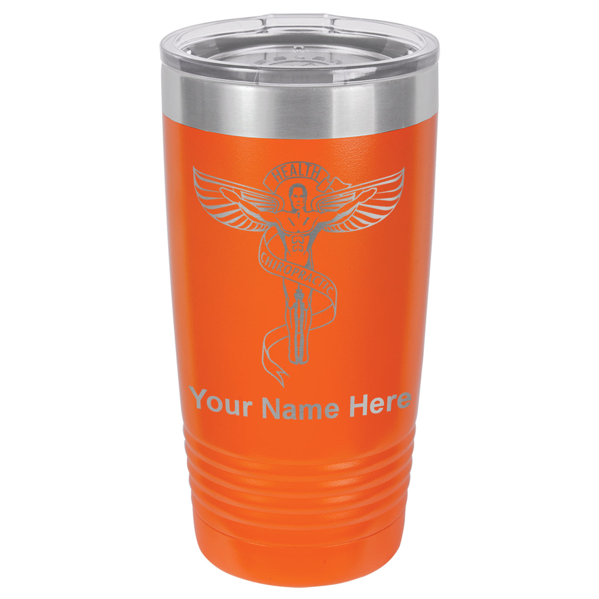 20oz Vacuum Insulated Tumbler Mug, Chiropractic Symbol, Personalized Engraving Included