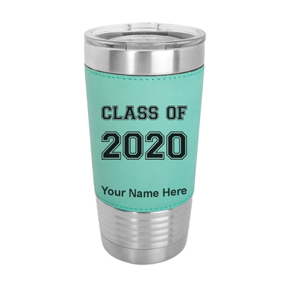 20oz Faux Leather Tumbler Mug, Class of 2020, 2021, 2022, 2023 2024, 2025, Personalized Engraving Included - LaserGram Custom Engraved Gifts