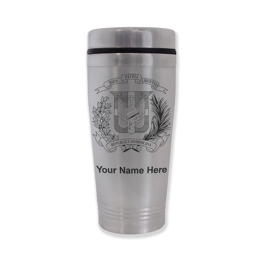 Commuter Travel Mug, Coat of Arms Dominican Republic, Personalized Engraving Included