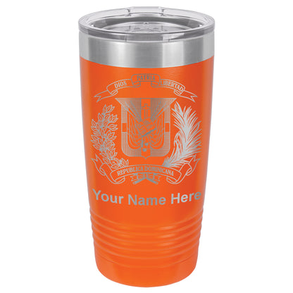 20oz Vacuum Insulated Tumbler Mug, Coat of Arms Dominican Republic, Personalized Engraving Included