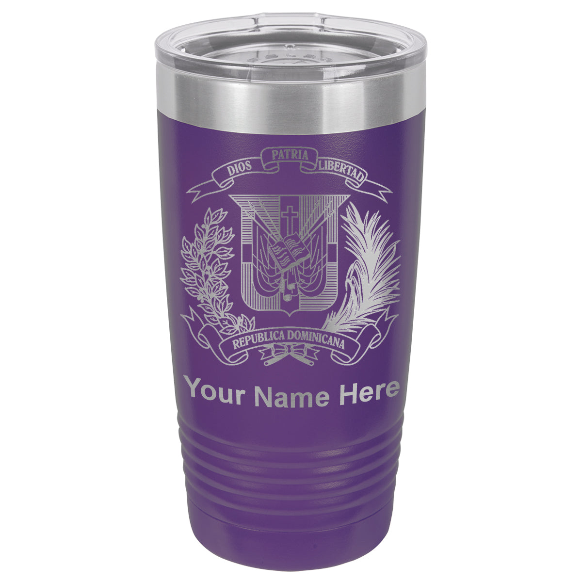 20oz Vacuum Insulated Tumbler Mug, Coat of Arms Dominican Republic, Personalized Engraving Included