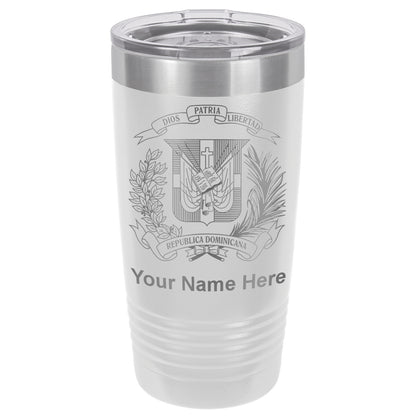 20oz Vacuum Insulated Tumbler Mug, Coat of Arms Dominican Republic, Personalized Engraving Included