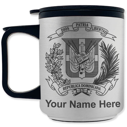 Coffee Travel Mug, Coat of Arms Dominican Republic, Personalized Engraving Included