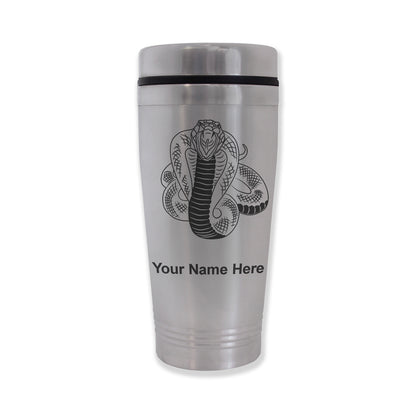 Commuter Travel Mug, Cobra Snake, Personalized Engraving Included