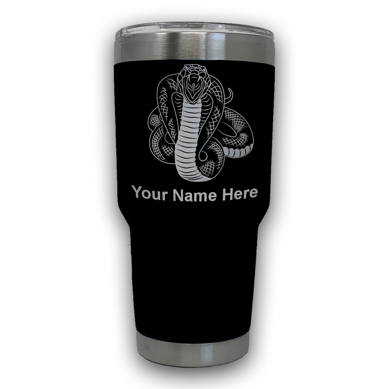 LaserGram 30oz Tumbler Mug, Cobra Snake, Personalized Engraving Included