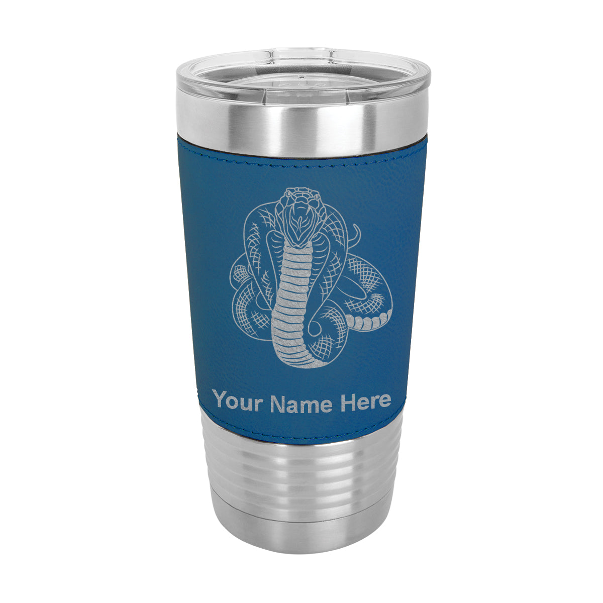 20oz Faux Leather Tumbler Mug, Cobra Snake, Personalized Engraving Included - LaserGram Custom Engraved Gifts