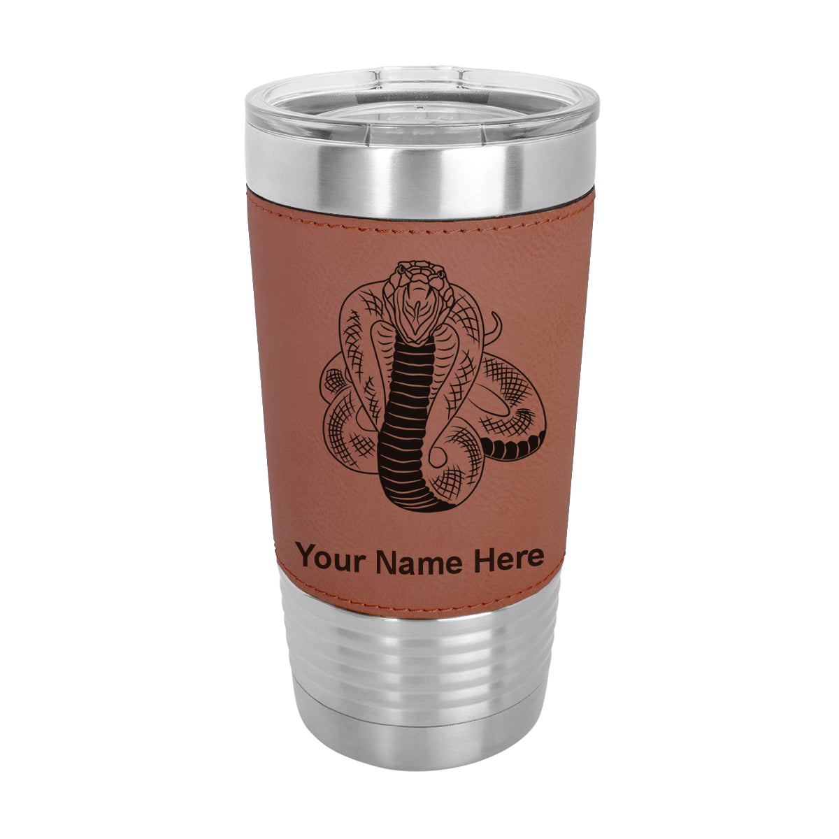 20oz Faux Leather Tumbler Mug, Cobra Snake, Personalized Engraving Included - LaserGram Custom Engraved Gifts