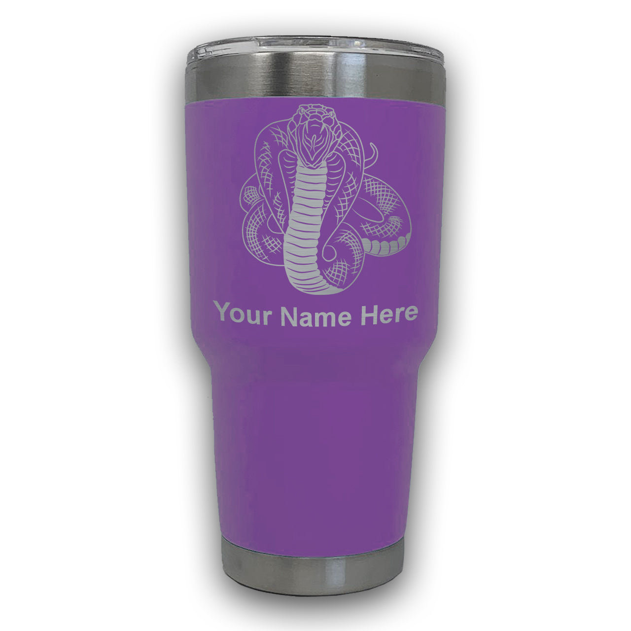 LaserGram 30oz Tumbler Mug, Cobra Snake, Personalized Engraving Included