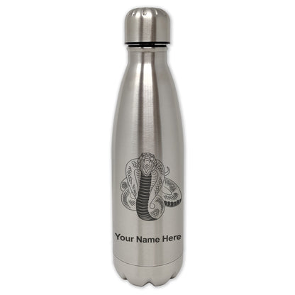 LaserGram Single Wall Water Bottle, Cobra Snake, Personalized Engraving Included
