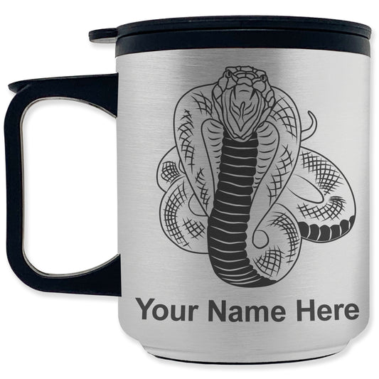 Coffee Travel Mug, Cobra Snake, Personalized Engraving Included
