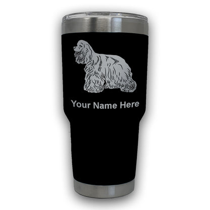 LaserGram 30oz Tumbler Mug, Cocker Spaniel Dog, Personalized Engraving Included