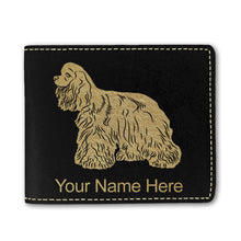 Load image into Gallery viewer, Faux Leather Bi-Fold Wallet, Cocker Spaniel Dog, Personalized Engraving Included
