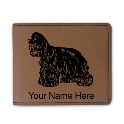 Faux Leather Bi-Fold Wallet, Cocker Spaniel Dog, Personalized Engraving Included