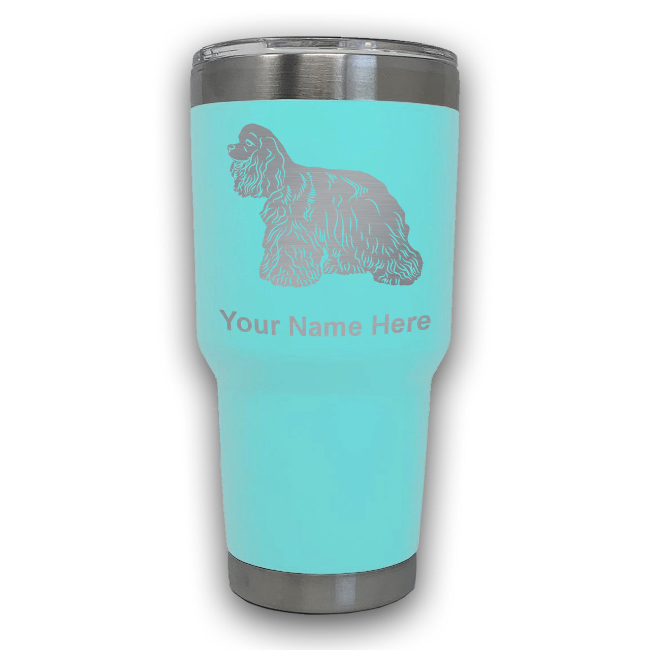 LaserGram 30oz Tumbler Mug, Cocker Spaniel Dog, Personalized Engraving Included