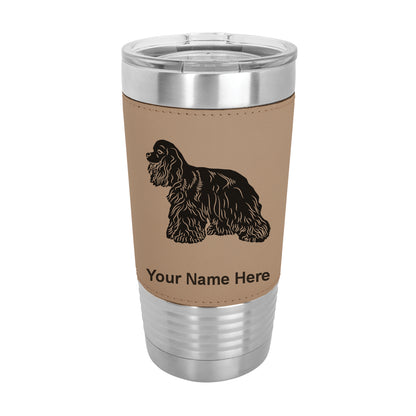 20oz Faux Leather Tumbler Mug, Cocker Spaniel Dog, Personalized Engraving Included - LaserGram Custom Engraved Gifts