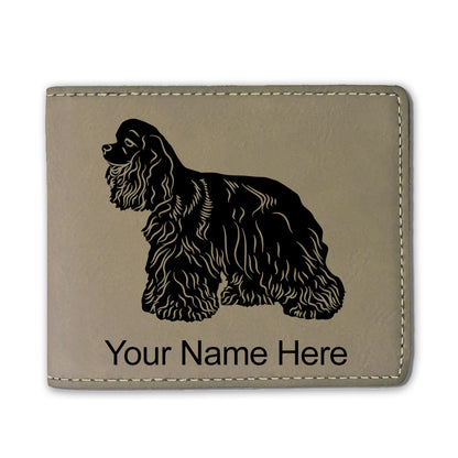 Faux Leather Bi-Fold Wallet, Cocker Spaniel Dog, Personalized Engraving Included