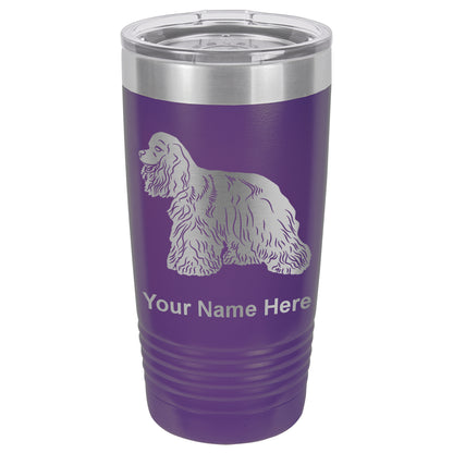 20oz Vacuum Insulated Tumbler Mug, Cocker Spaniel Dog, Personalized Engraving Included