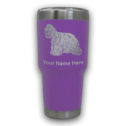 LaserGram 30oz Tumbler Mug, Cocker Spaniel Dog, Personalized Engraving Included