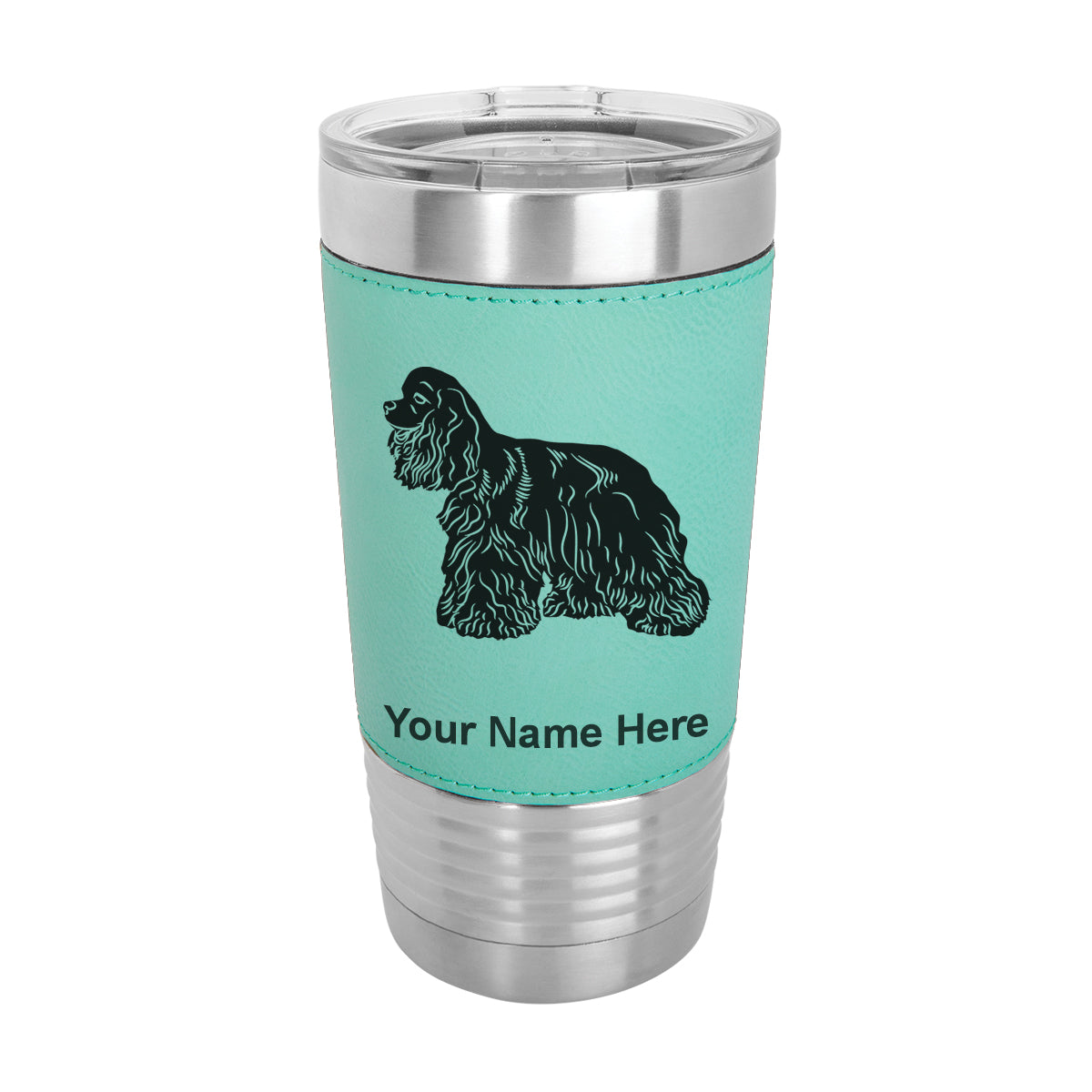 20oz Faux Leather Tumbler Mug, Cocker Spaniel Dog, Personalized Engraving Included - LaserGram Custom Engraved Gifts