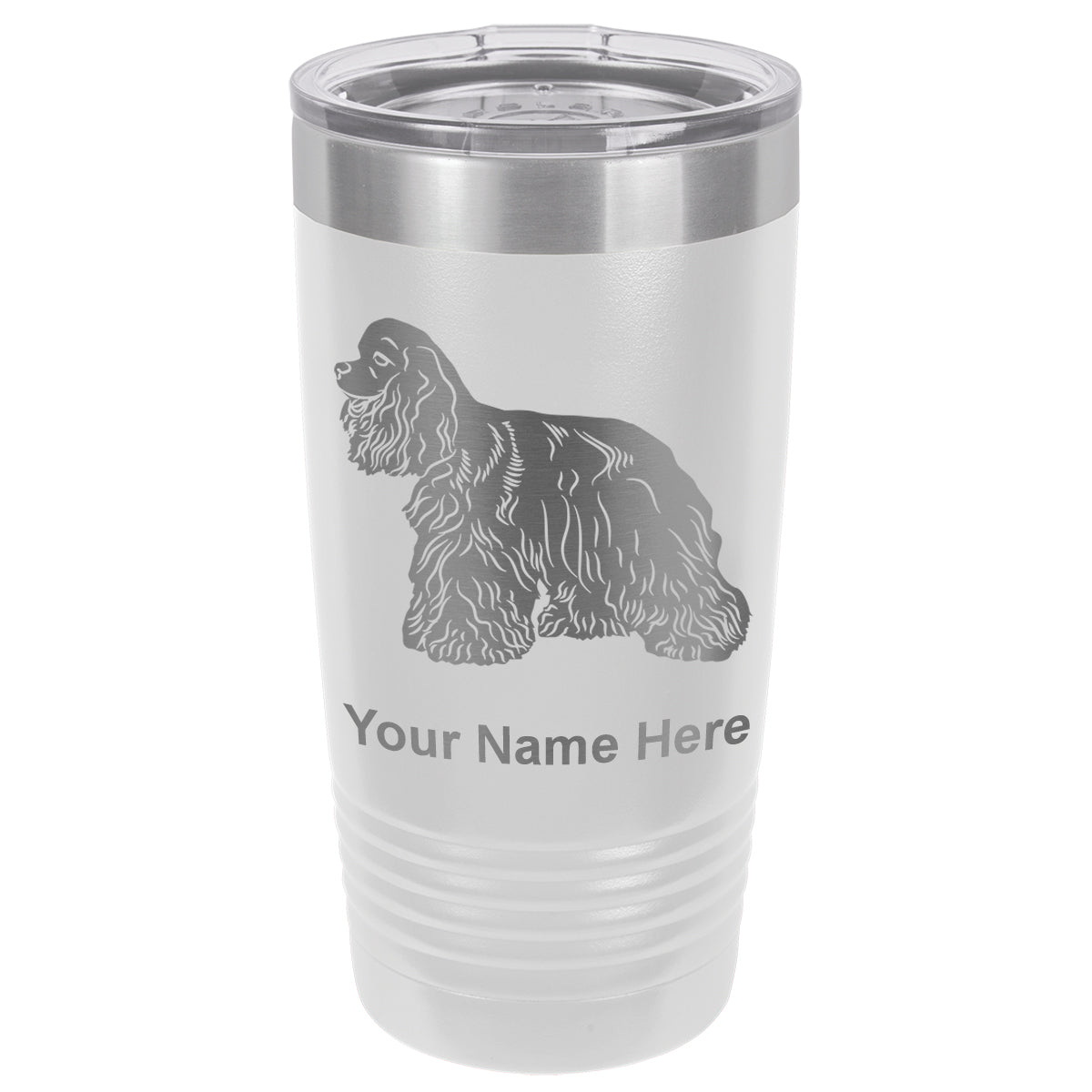 20oz Vacuum Insulated Tumbler Mug, Cocker Spaniel Dog, Personalized Engraving Included