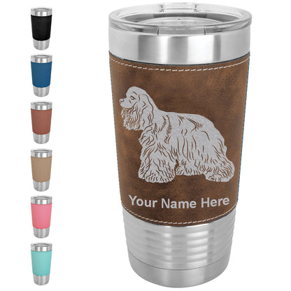 20oz Faux Leather Tumbler Mug, Cocker Spaniel Dog, Personalized Engraving Included - LaserGram Custom Engraved Gifts