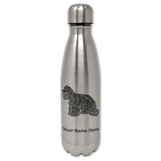 LaserGram Single Wall Water Bottle, Cocker Spaniel Dog, Personalized Engraving Included