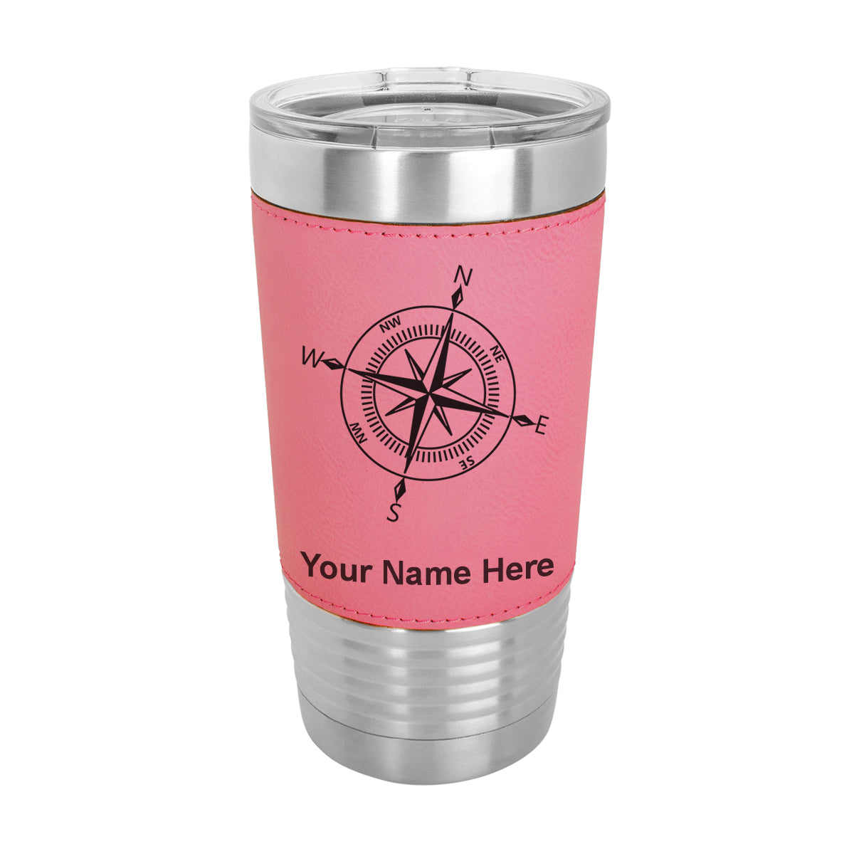 20oz Faux Leather Tumbler Mug, Compass Rose, Personalized Engraving Included - LaserGram Custom Engraved Gifts