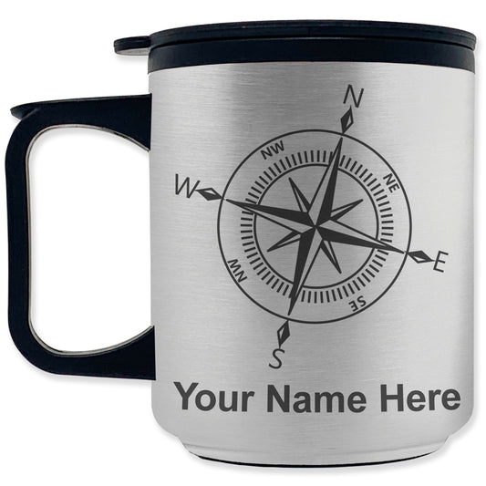 Coffee Travel Mug, Compass Rose, Personalized Engraving Included