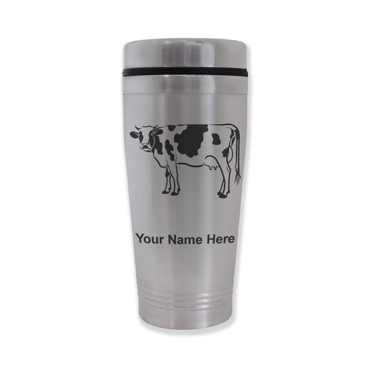 Commuter Travel Mug, Cow, Personalized Engraving Included