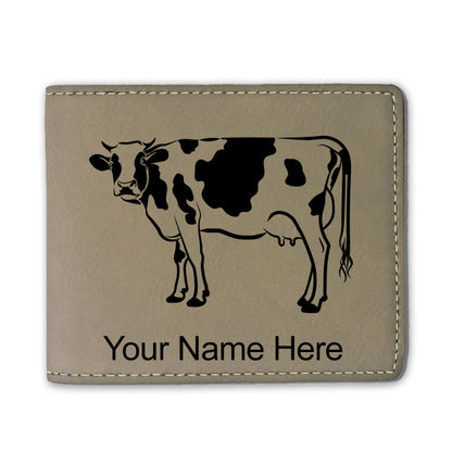 Faux Leather Bi-Fold Wallet, Cow, Personalized Engraving Included