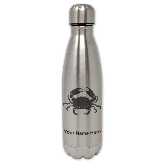 LaserGram Single Wall Water Bottle, Crab, Personalized Engraving Included
