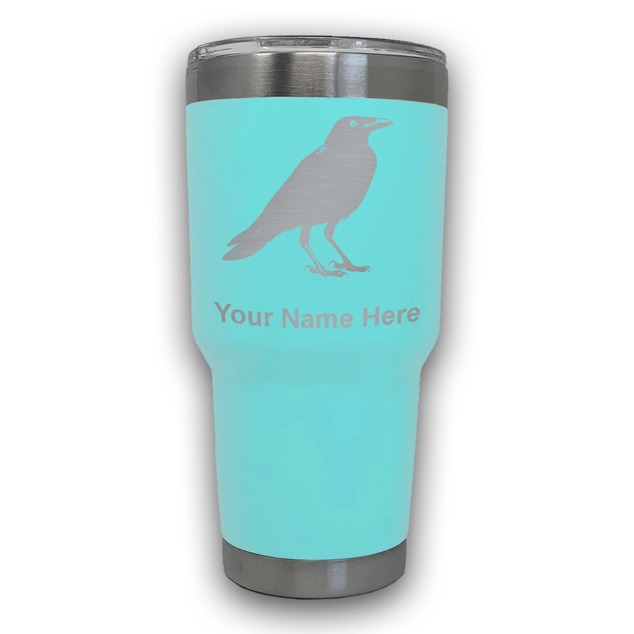 LaserGram 30oz Tumbler Mug, Crow, Personalized Engraving Included