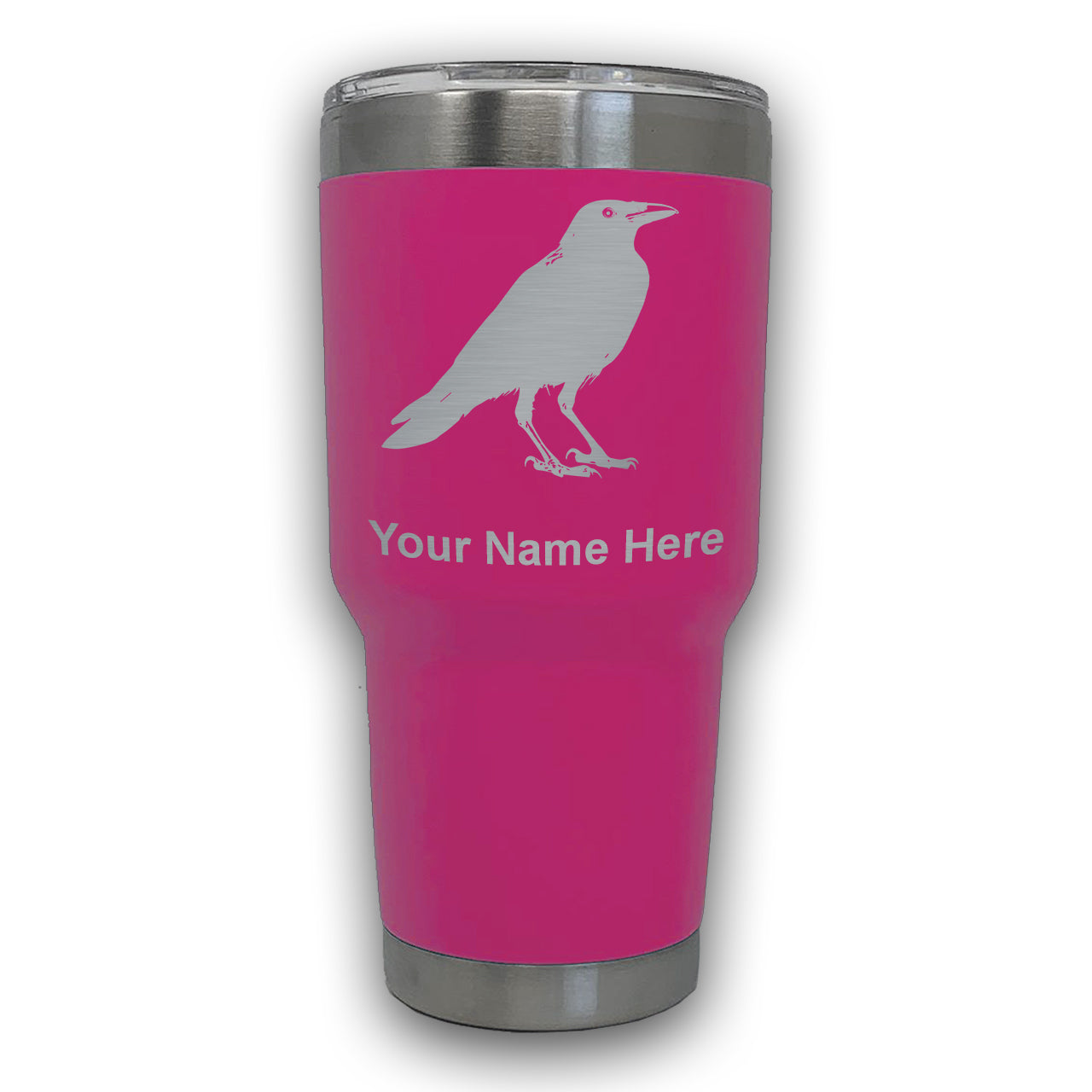 LaserGram 30oz Tumbler Mug, Crow, Personalized Engraving Included