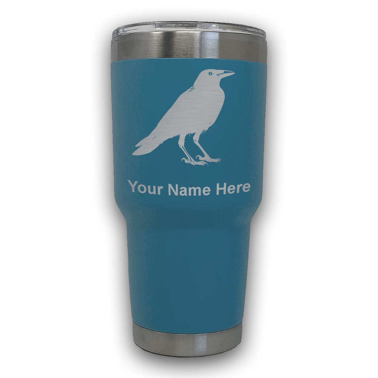 LaserGram 30oz Tumbler Mug, Crow, Personalized Engraving Included