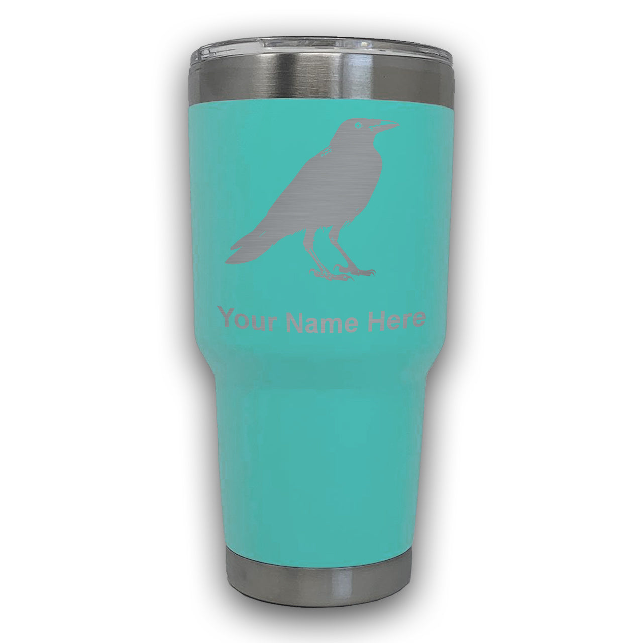 LaserGram 30oz Tumbler Mug, Crow, Personalized Engraving Included