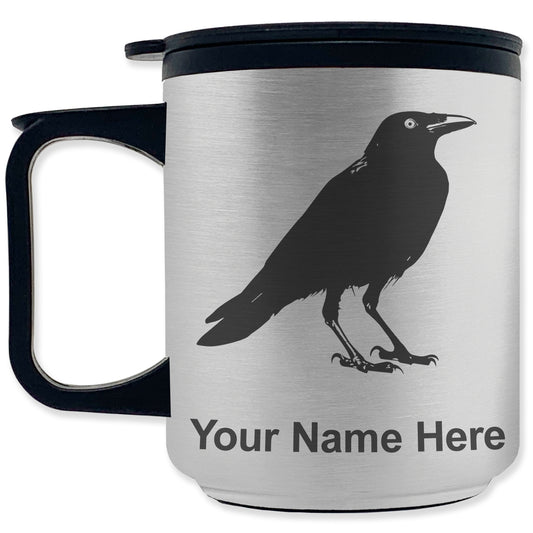 Coffee Travel Mug, Crow, Personalized Engraving Included
