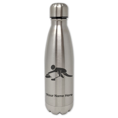 LaserGram Single Wall Water Bottle, Curling Figure, Personalized Engraving Included