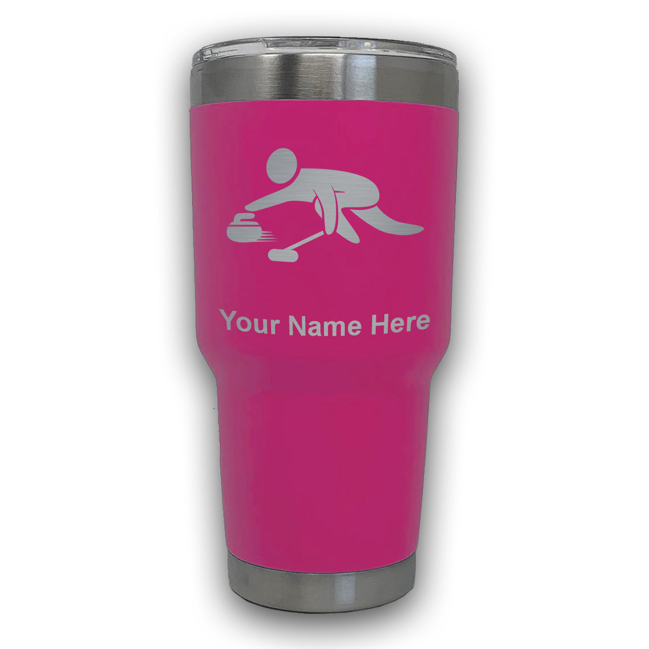 LaserGram 30oz Tumbler Mug, Curling Figure, Personalized Engraving Included