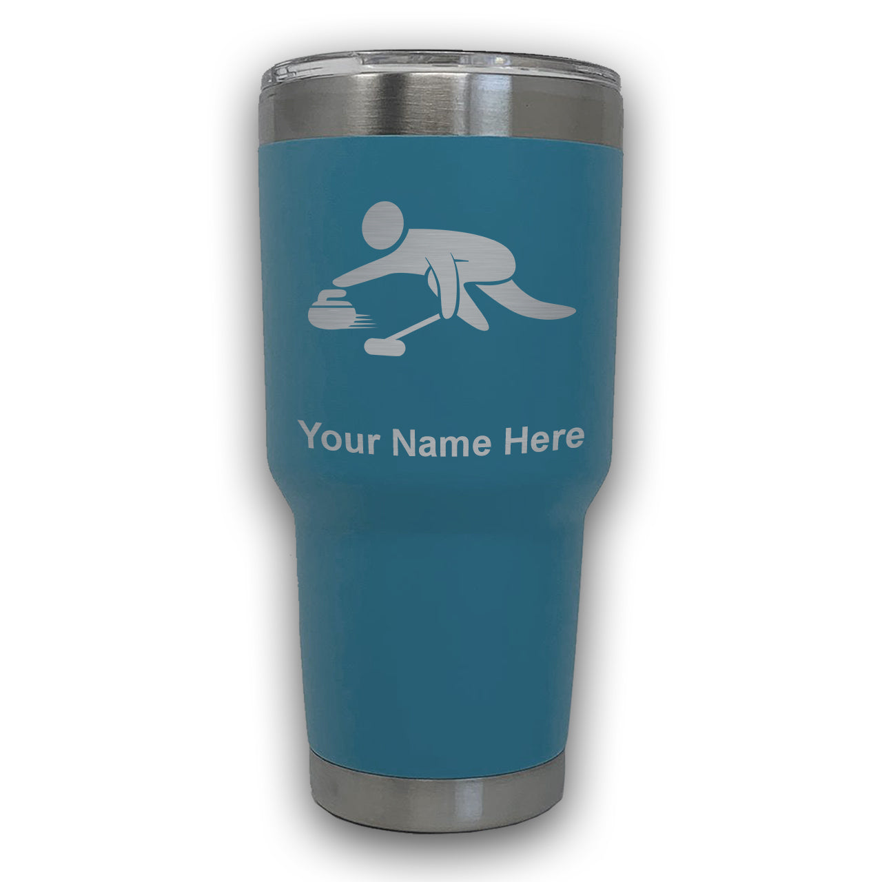 LaserGram 30oz Tumbler Mug, Curling Figure, Personalized Engraving Included