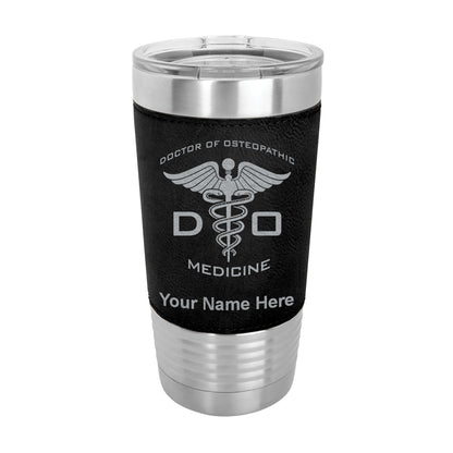 20oz Faux Leather Tumbler Mug, DO Doctor of Osteopathic Medicine, Personalized Engraving Included - LaserGram Custom Engraved Gifts